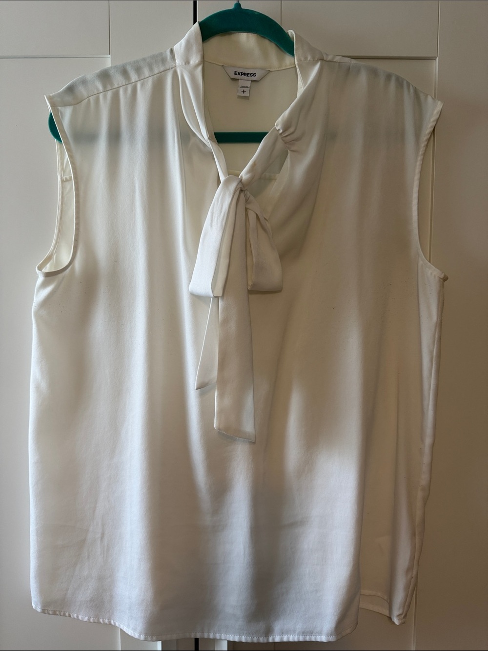 Express Cream Sleeveless Tie-Neck Blouse